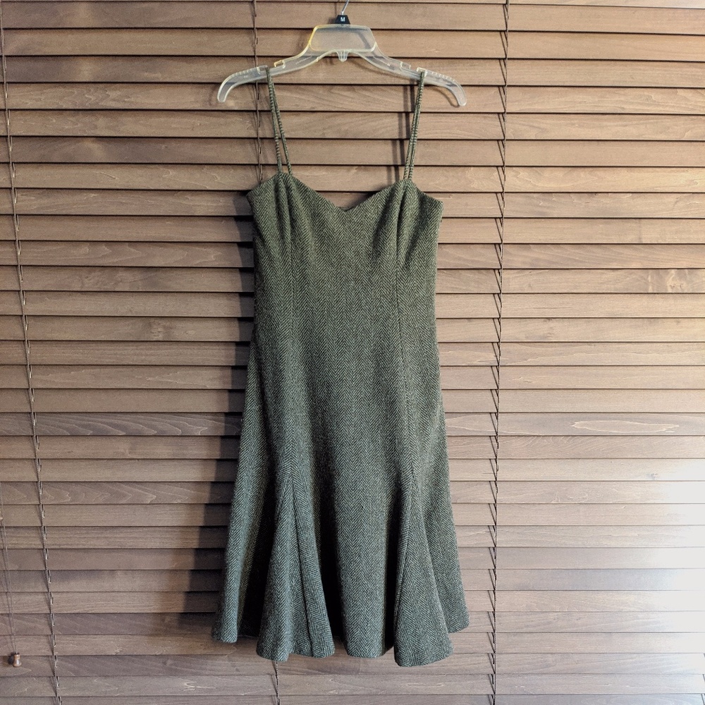 Ralph Lauren Herringbone Tweed Wool A-Line Dress